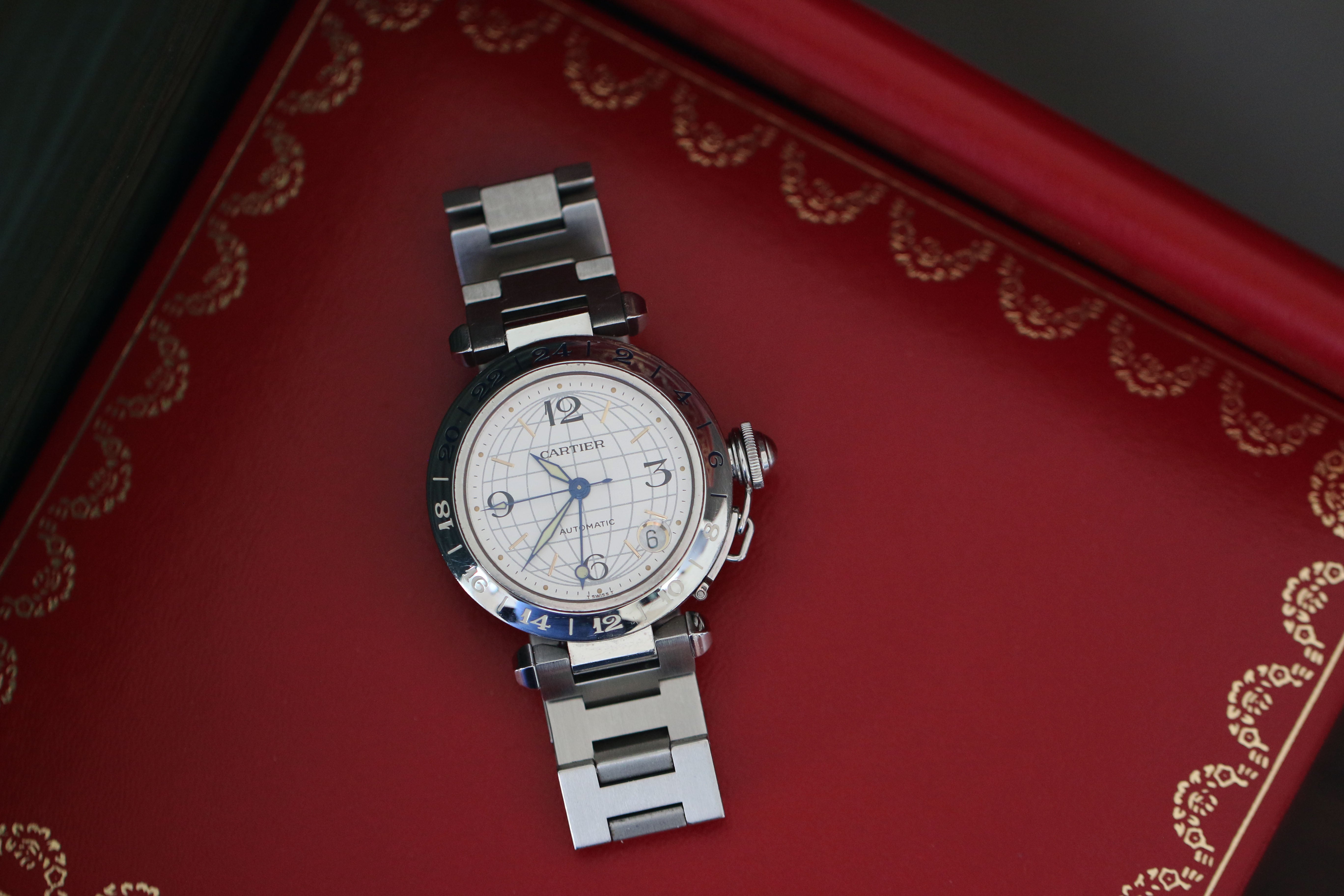 Cartier Pasha C Méridien GMT W31029M7 2003 Argent