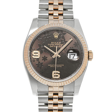 Rolex Datejust 36 116231 2017  Cadran chocolat fleur/Diamant Acier inoxydable