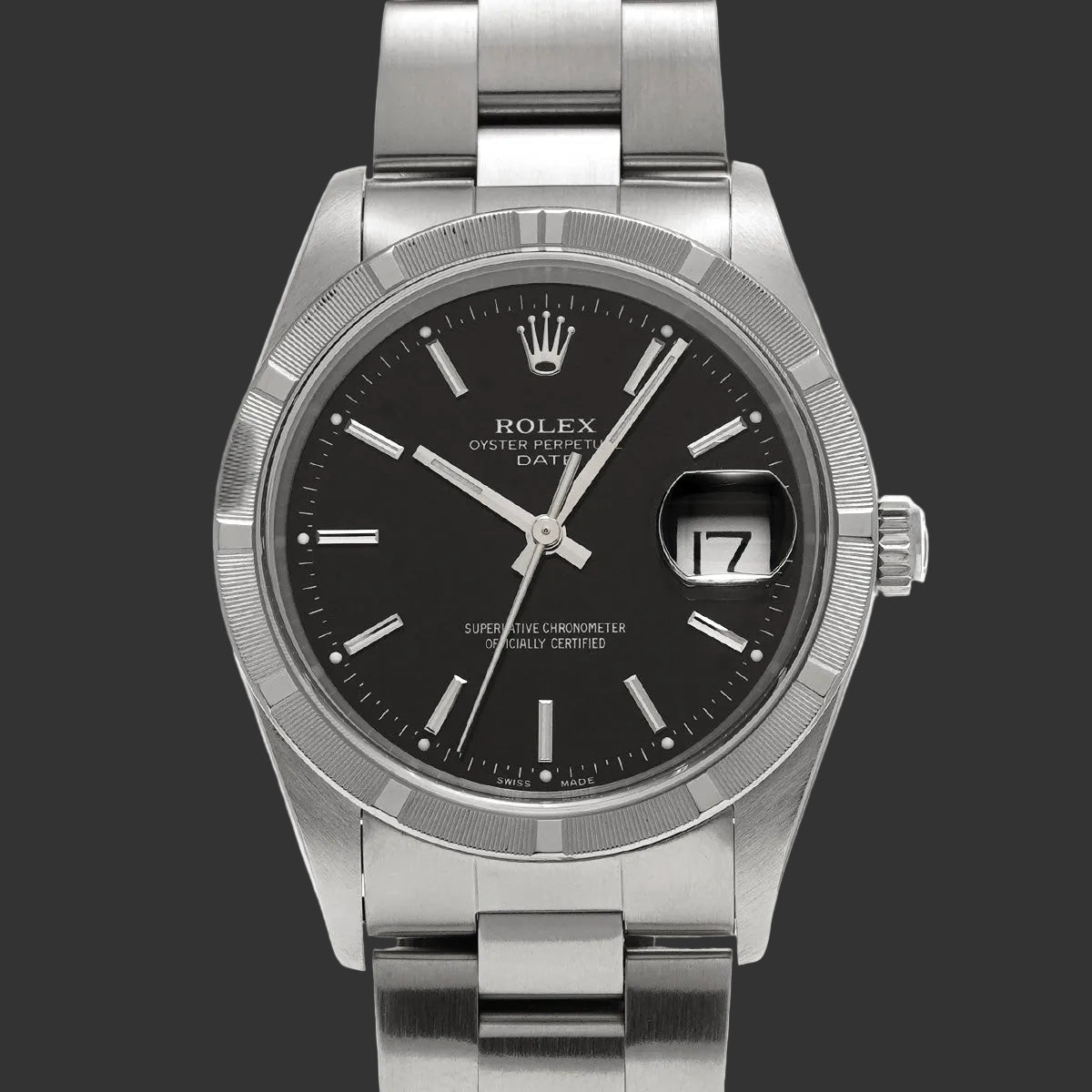 Rolex Oyster Perpetual Date 15210 Noir Acier inoxydable