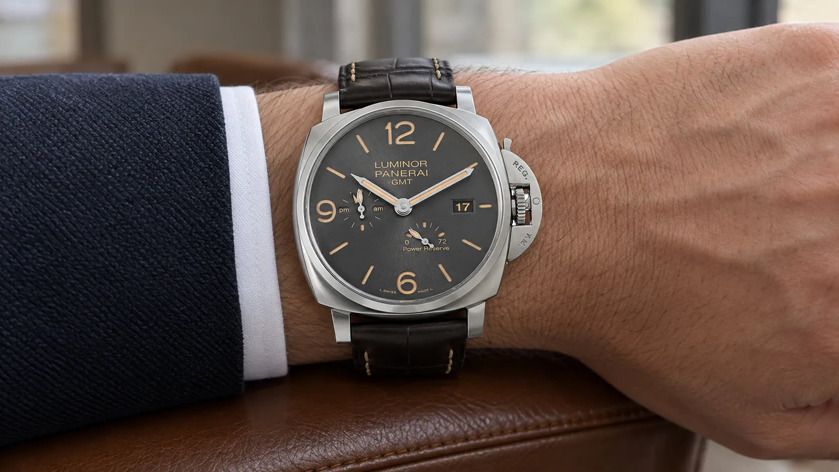Panerai Luminor Due GMT Power Reserve PAM00944  Gris Acier inoxydable