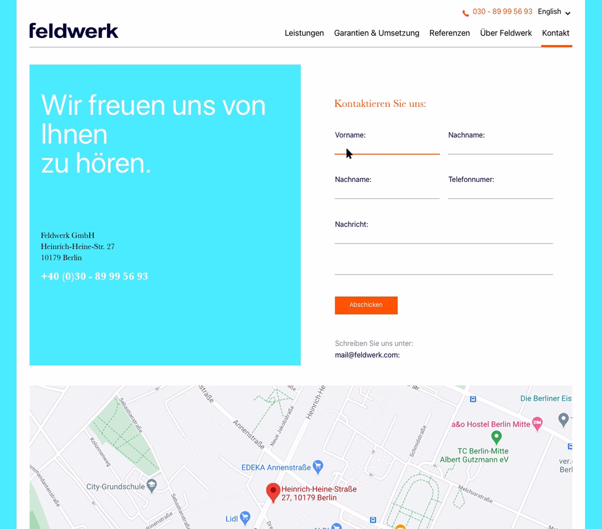 Feldwerk Webseitendesign von Simone Wipf von Studio S