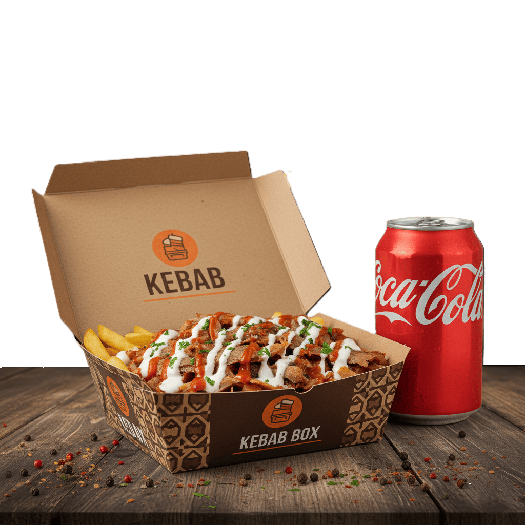 Carne especiada con guarnición dorada.