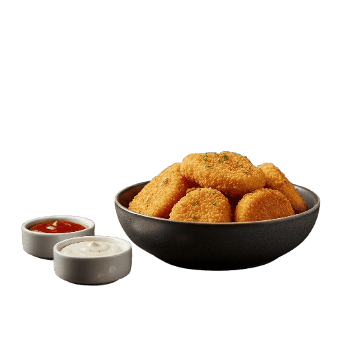 Pollo empanado crujiente y tierno.