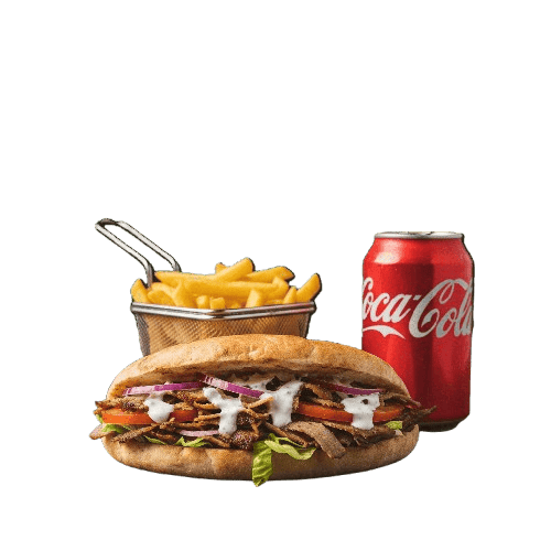 Kebab clásico + patatas + bebida.