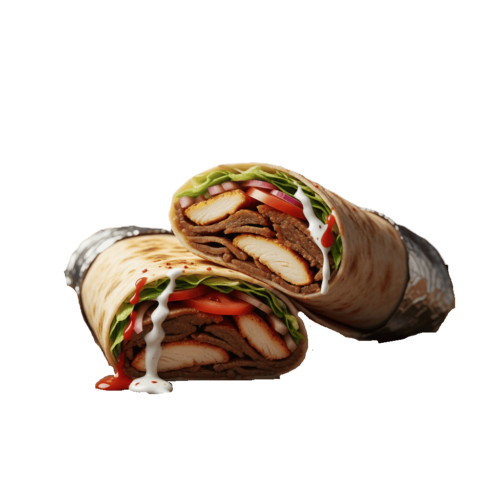 Pollo y ternera en tortilla suave y ligera.