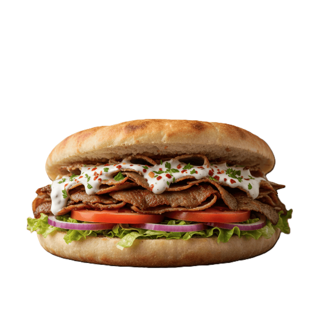 Pollo y ternera juntos en un pan crujiente.