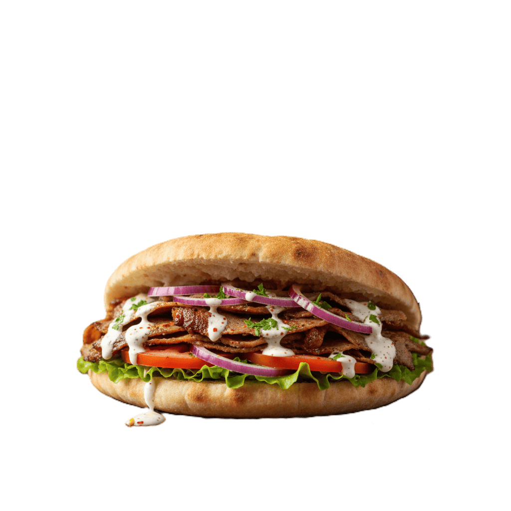 Ternera especiada, lechuga y salsa cremosa.