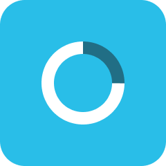 Blue circular loading spinner on light blue square background with rounded corners.
