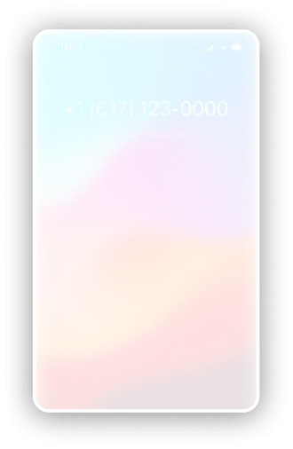 Smartphone screen showing an incoming call from +1 (617) 123-0000 labeled 'Lyft via Cloaked' with a colorful gradient background.