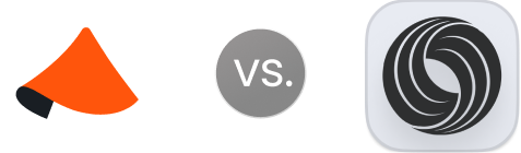 Comparison graphic showing the Clipchamp logo on the left and the Kapwing logo on the right with a black circle and 'vs.' text between them.