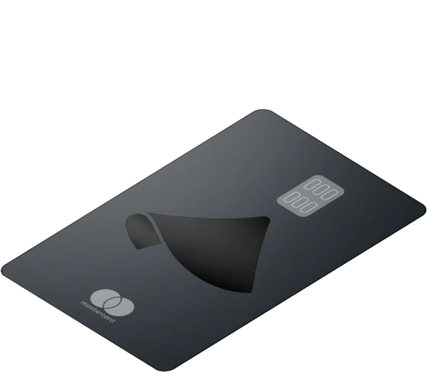 Matte black Mastercard credit card with a subtle swirl design and a visible chip.