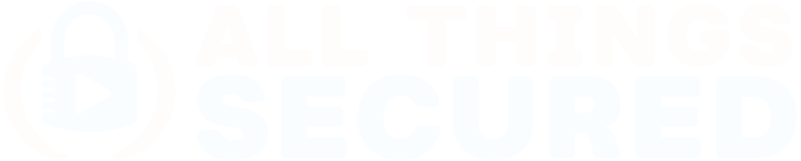 Logo of All Things Secured with a padlock enclosing a play button symbol.