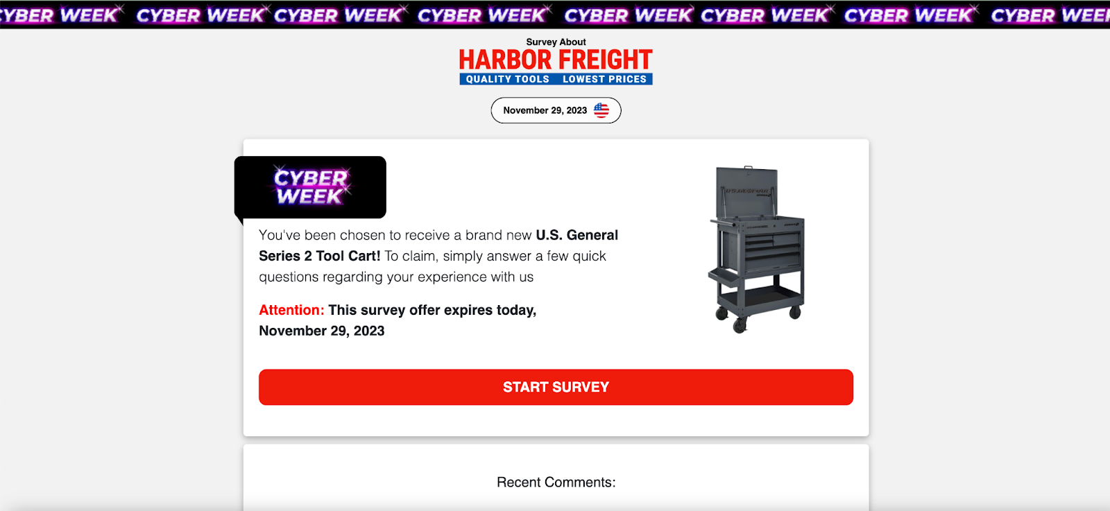 website spoofing a holiday sale