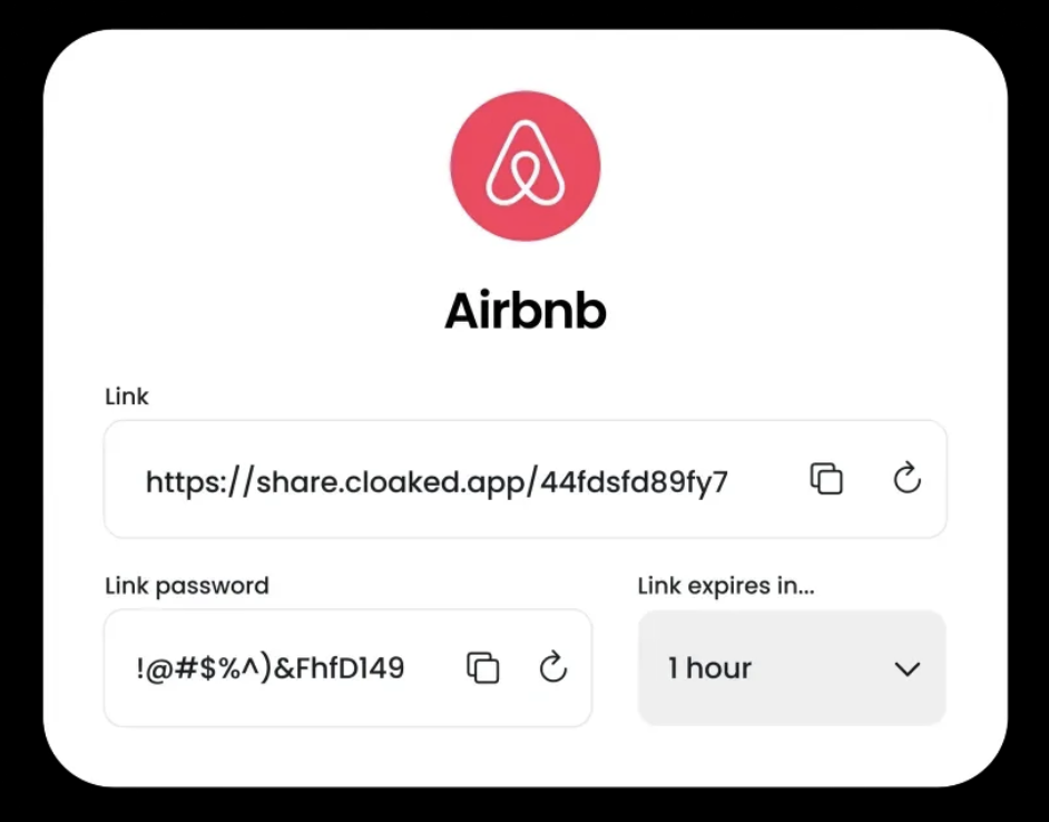 Cloaked Airbnb password link