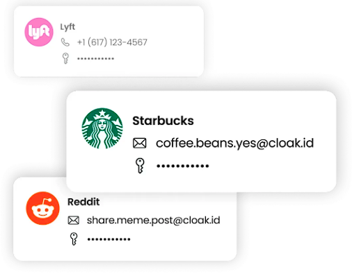 Image of passwords saved using Cloaked