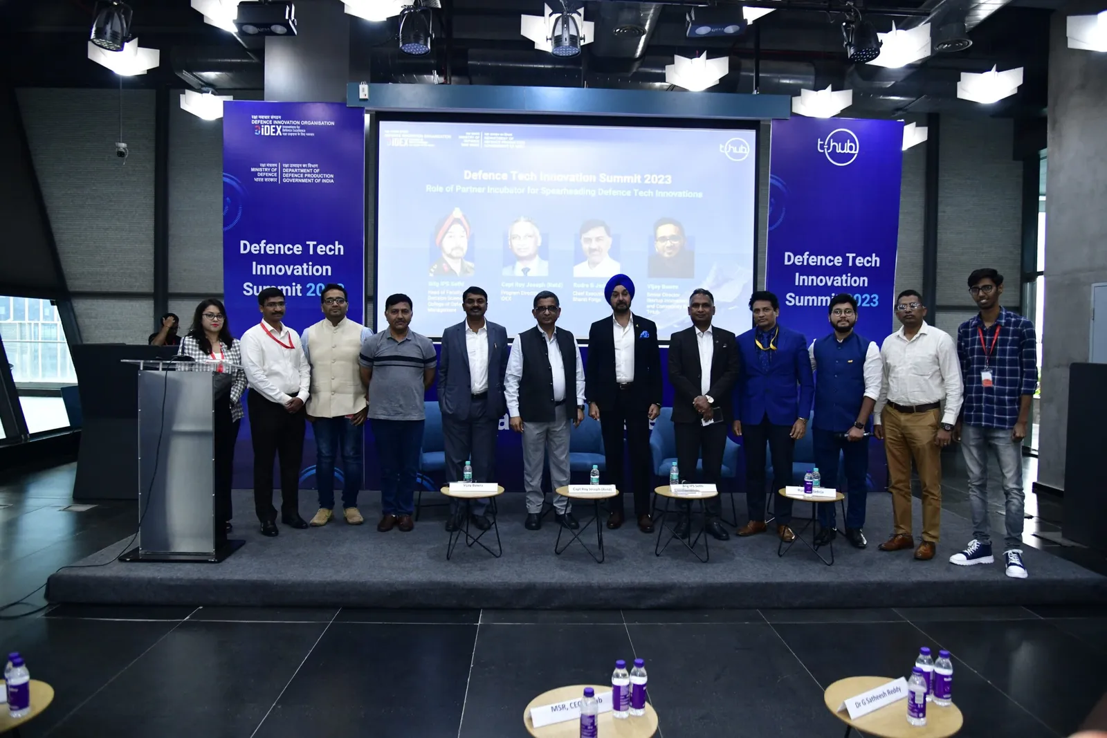 Speakers and organisers at the Defence Tech Innovation Summit 2023, T-Hub