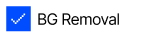 Blue checkmark icon followed by text 'BG Removal'.
