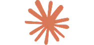 Orange radial burst with twelve spokes on a white background.