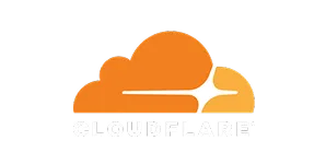 Cloudflare logo with stylized orange cloud and sun icon above the text 'CLOUDFLARE'.