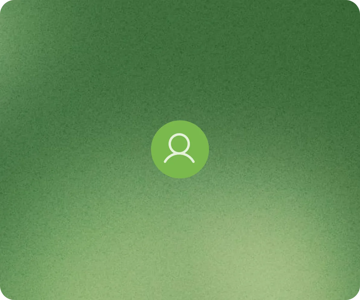 Green gradient background with a white user profile icon inside a green circle in the center.