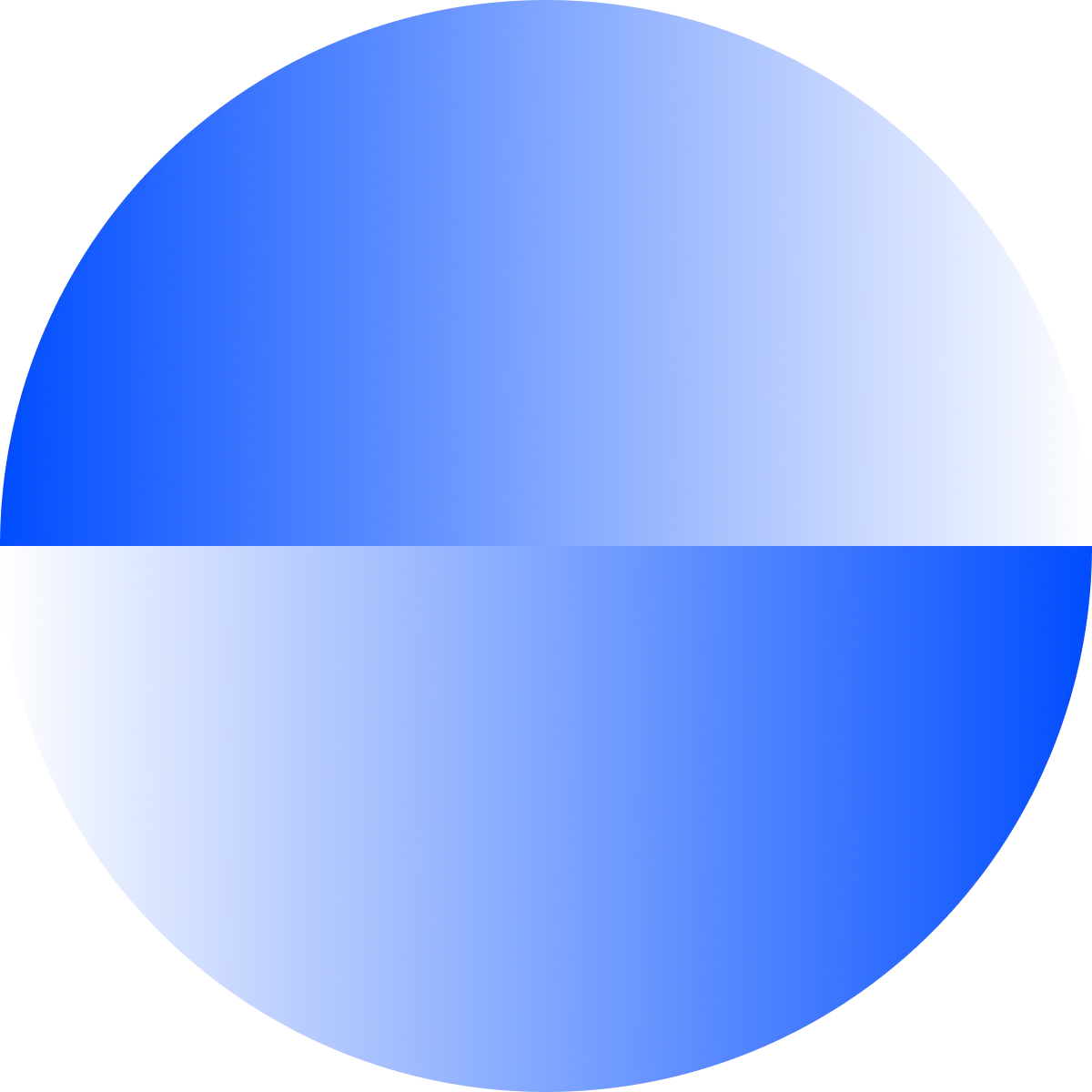 Blue circle with a subtle horizontal gradient dividing the top and bottom halves.