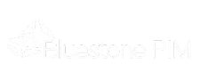 The blue stone pim logo on a black background.