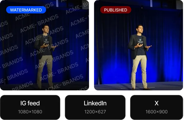 A man wearing a dark blazer and light pants stands on a stage with blue curtains, speaking while holding a presentation clicker.