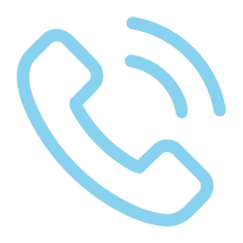 Blue phone handset icon with sound waves indicating an incoming or outgoing call.
