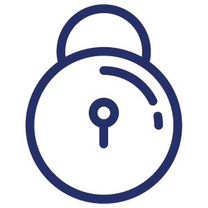 Simple line drawing of a padlock with a curved shackle.