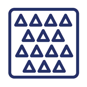 Icon of a square with multiple small triangular shapes arranged inside, representing anti-slip surface.