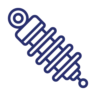 Simplified blue icon of a coil spring shock absorber.