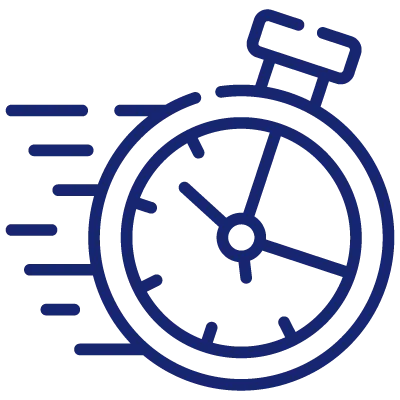 Icon of a stopwatch with motion lines indicating fast speed or quick timing.