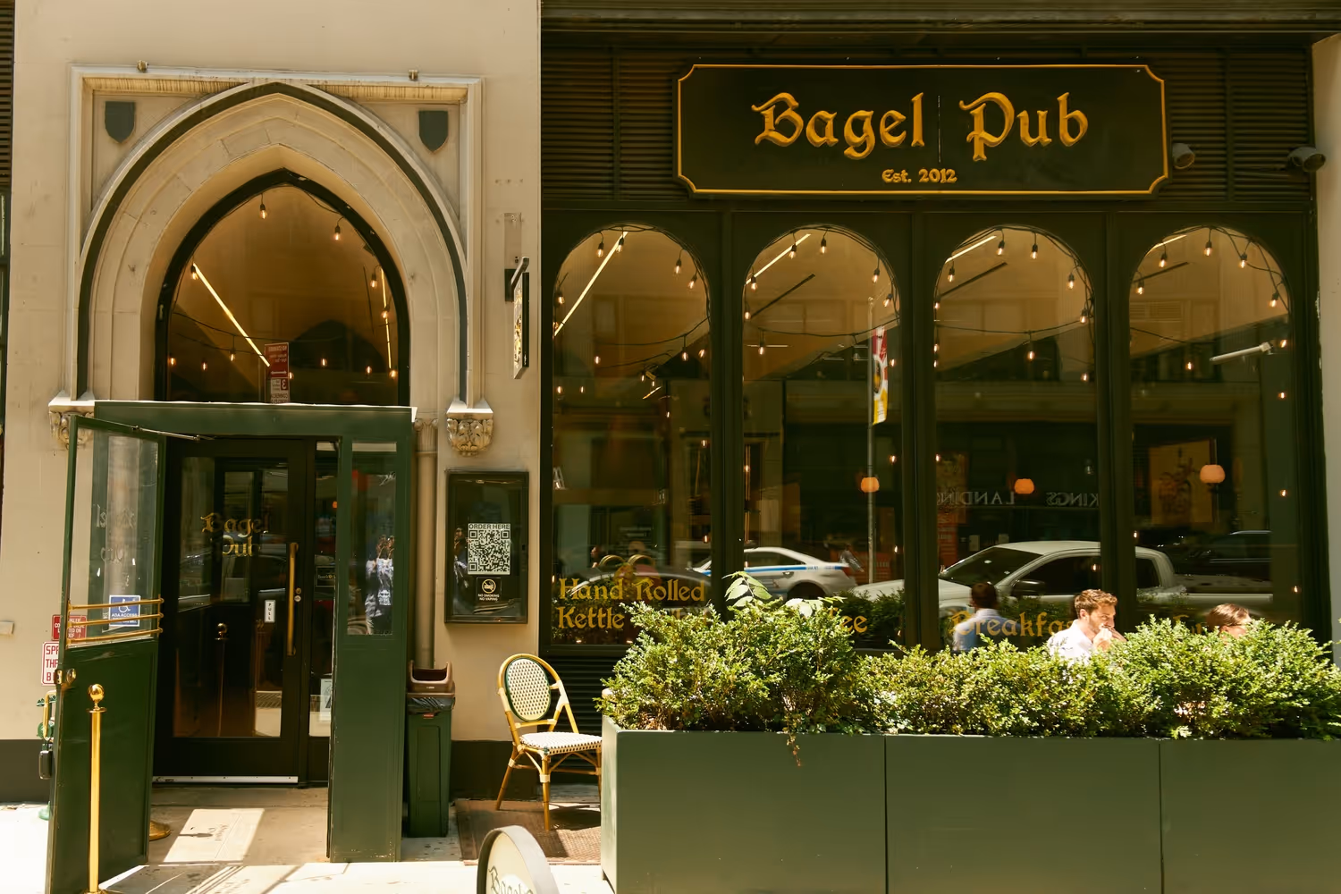 an entrance photo of the Bagel Pub at Penn, Manhattan, New York