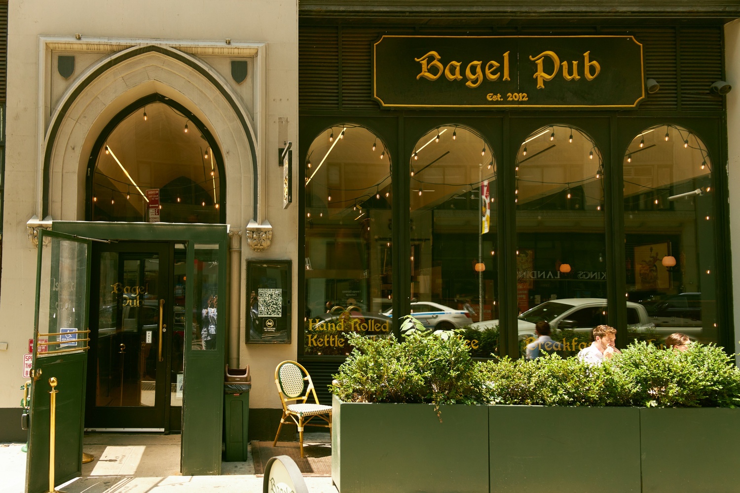 an entrance photo of the Bagel Pub at Penn, Manhattan, New York