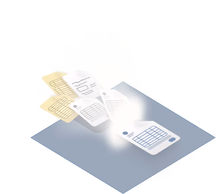 Illustration of various documents and data sheets floating above a blue rectangular surface.