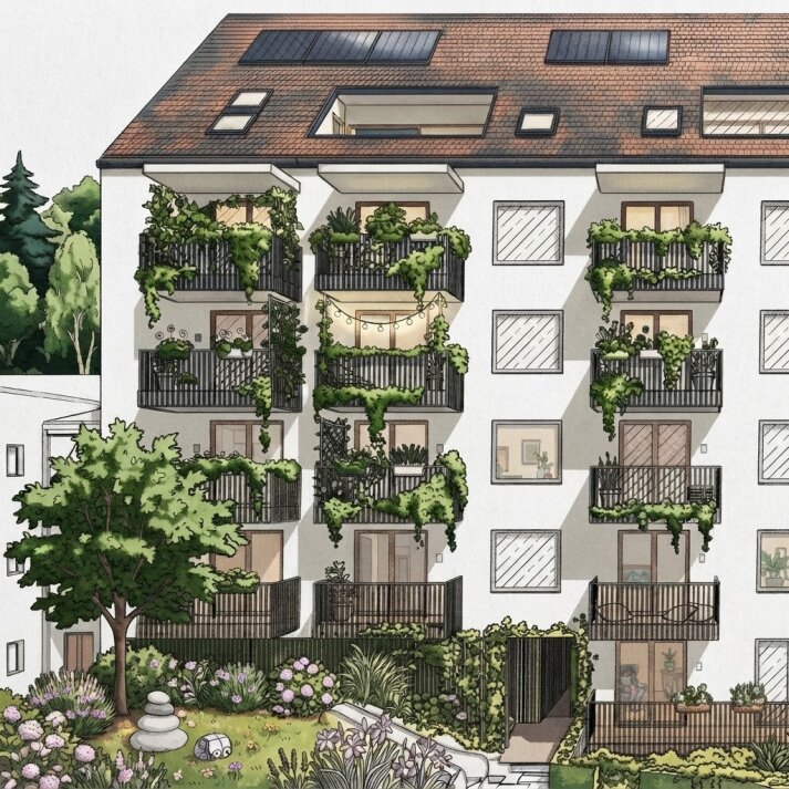 GRAZ - Gries: 38m² Zwei Zimmer-Wohnung + 3,5m² sonniger BALKON im 3.OG - Nähe Augarten, Fluss - Honorarfrei