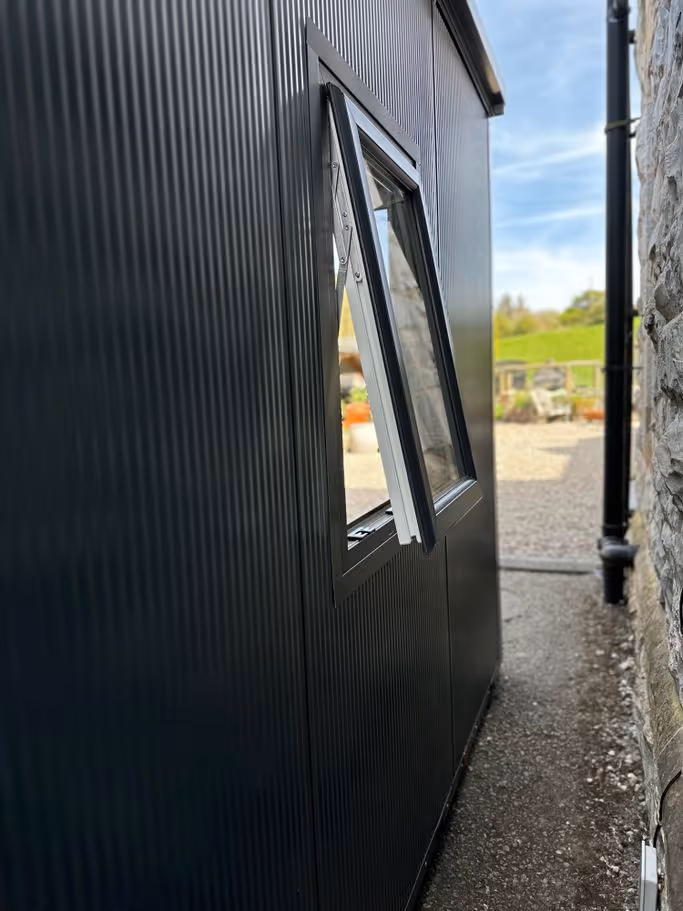 The outside of a TRU Modular unit, showing the design and the window