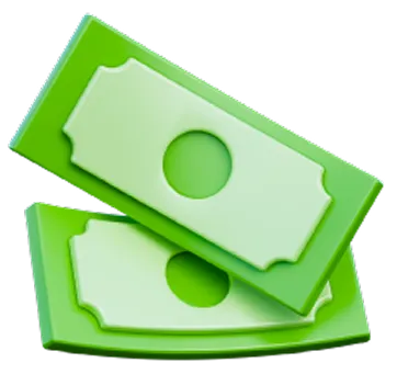 Dos billetes verdes ilustrados apilados.