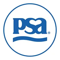 Logotipo de PSA con letras minúsculas azules y una línea ondulada debajo, dentro de un círculo azul.