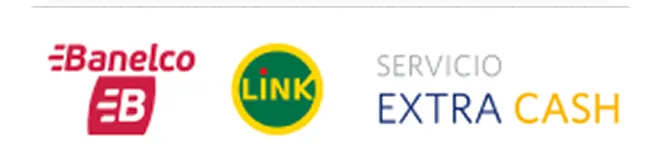Logos de Banelco, Link y el servicio Extra Cash.