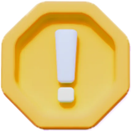 Símbolo de exclamación blanco en un fondo amarillo en forma de octágono, indicando advertencia.