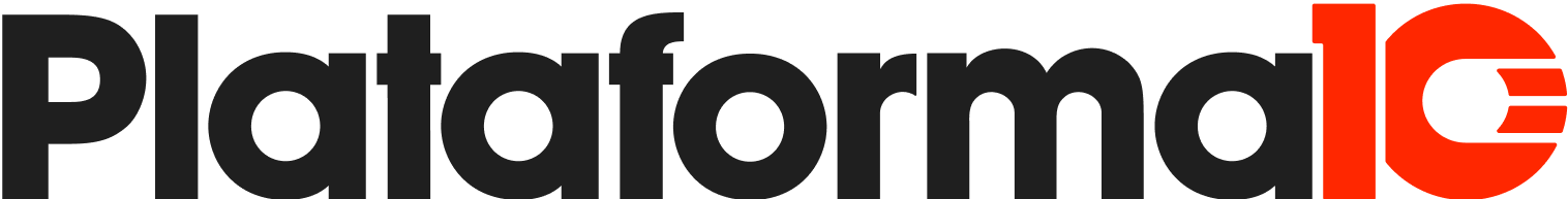 Logotipo de Plataforma 10 con texto negro y número 10 en rojo