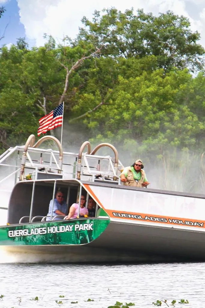 Speeding across the water on an airboat ride