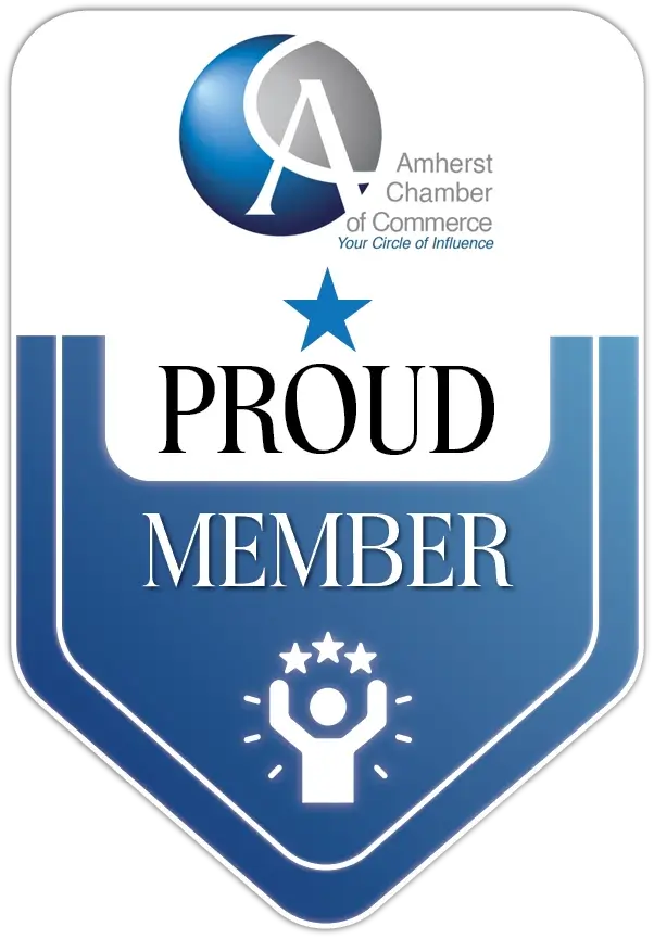 amherst chamber of commerce proud member badge
