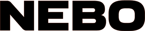 Black outlined text spelling 'NEBO' in bold uppercase letters on a transparent background.