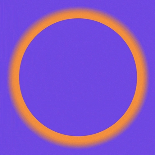 Orange glowing circle on purple background.