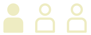 One solid person icon followed by two outlined person icons in a row on a light background.