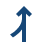 Blue arrow curving upward to the right with a smaller arrow merging from left below.