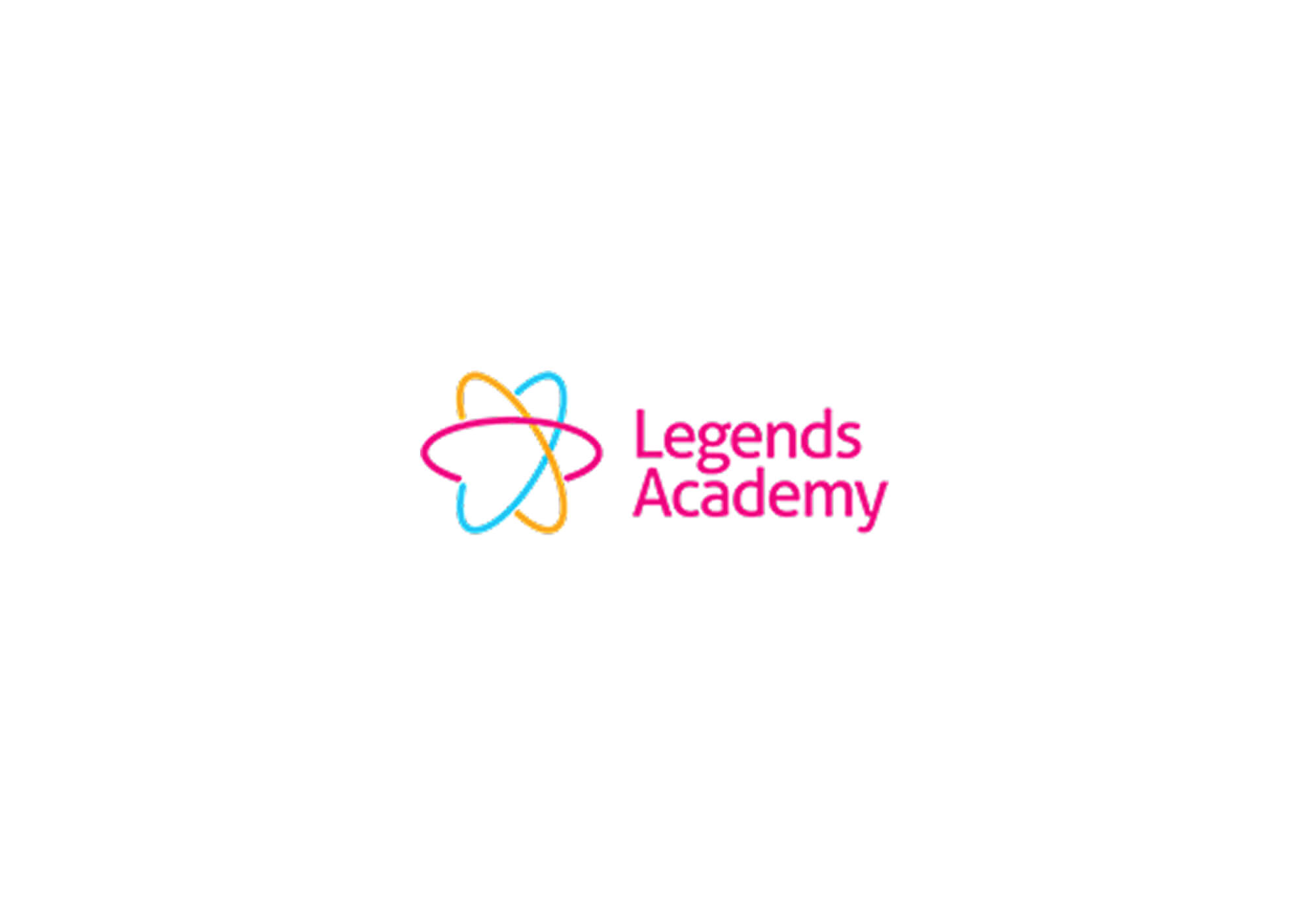 Logo of Legends Academy featuring interlocking colorful loops and pink text.