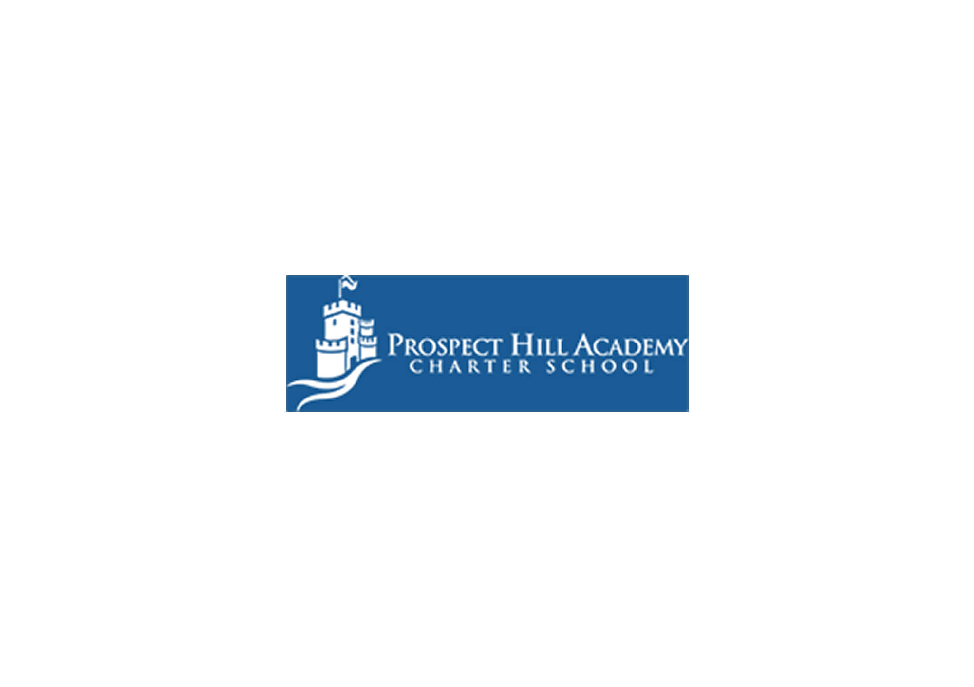 Prospect Hill Academy Charter School logo featuring a stylized castle tower with a flag.
